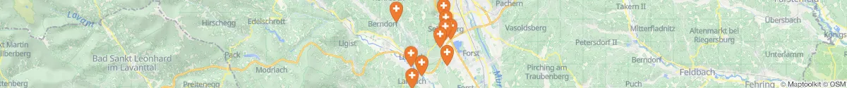 Kartenansicht für Apotheken-Notdienste in der Nähe von Haselsdorf-Tobelbad (Graz-Umgebung, Steiermark)